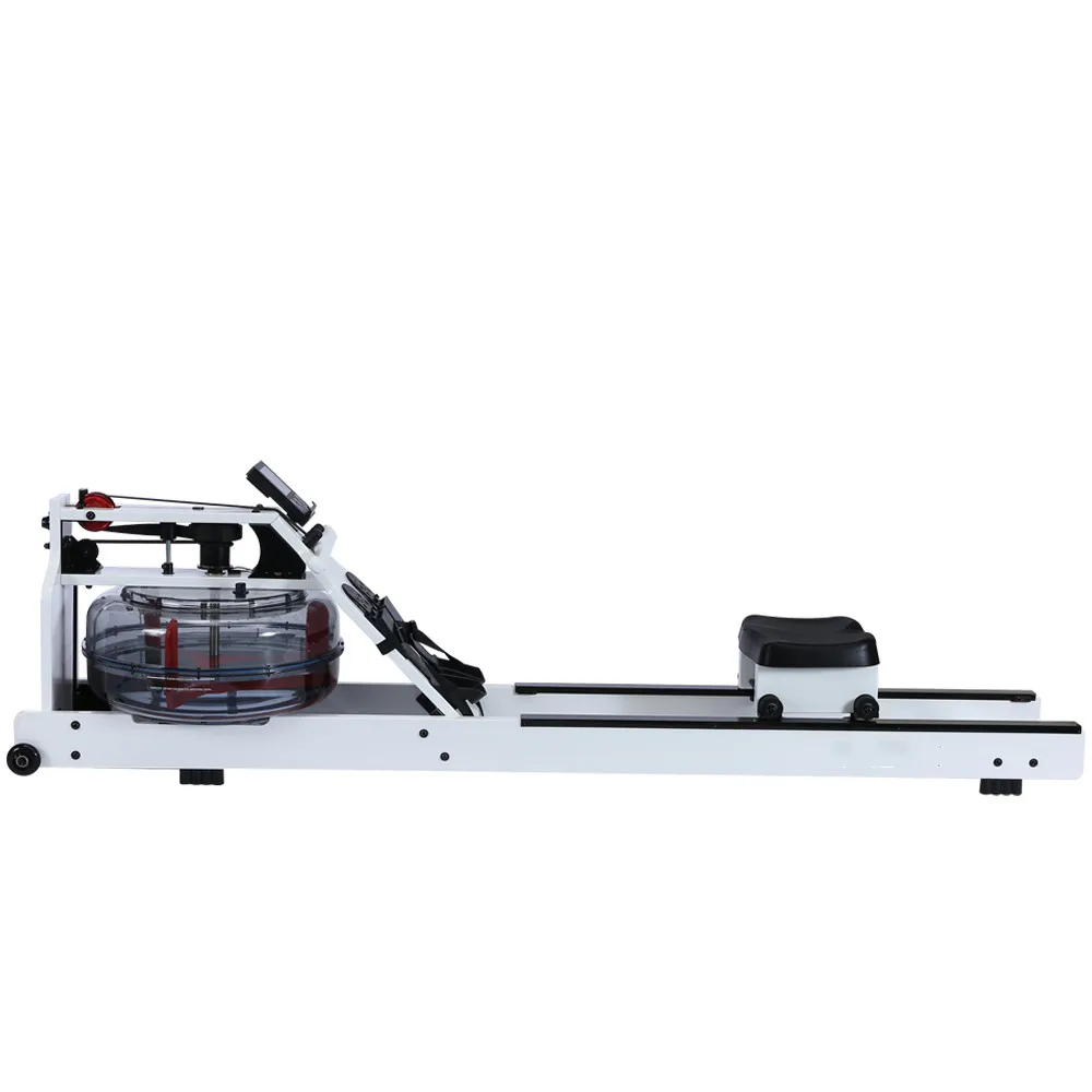 Rubber Wooden Folding Rowing Machine for Indoor Cardio Fitness Water Resistance Gym Equipment with Bluetooth App for Home Use