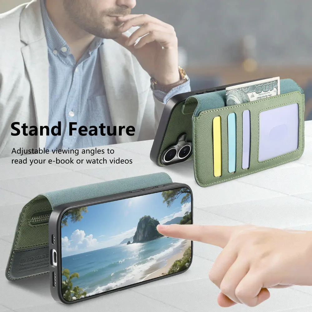 Luxury 2-in-1 Detachable Leather Wallet Card Case with Magnetic Closure