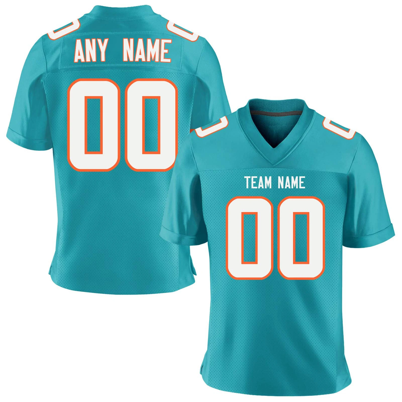thumbnail image 1 of Camiseta de fútbol americano personalizada de los Miami Dolphins con nombre y número de equipo impresos a medida para hombres, mujeres y niños, uniforme, regalo para fanáticos, 1 of 4