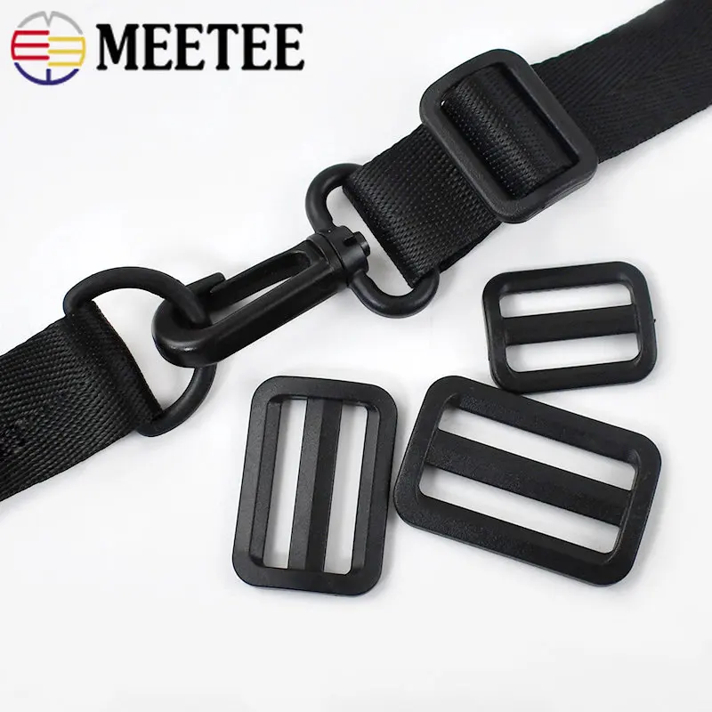 10-100Pcs 20-50mm Black Plastic Slider Tri Glide Adjust Buckles for Backpack Straps Webbing Belt Buckle DIY Luggage Accessories images - 6