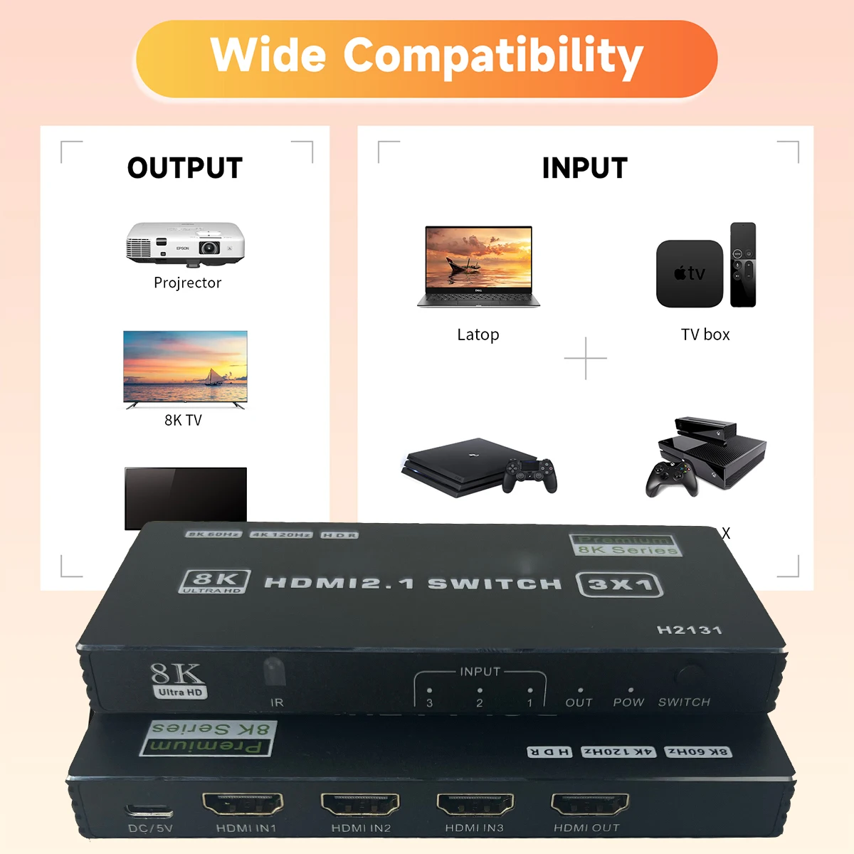 8K HDMI 2.1 ġ, 120hz 3X1 4K @ 120Hz HDMI ġ, 2.1 HDR 2K 144Hz 8K @ 60Hz HDR ġ 2.1 HDMI (Xbox ø X PS5 Invidia)