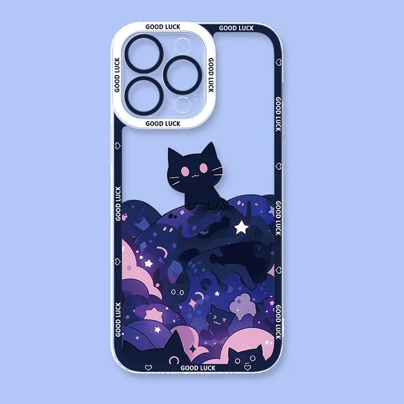 Artistic Black Cat Starry Phone Case