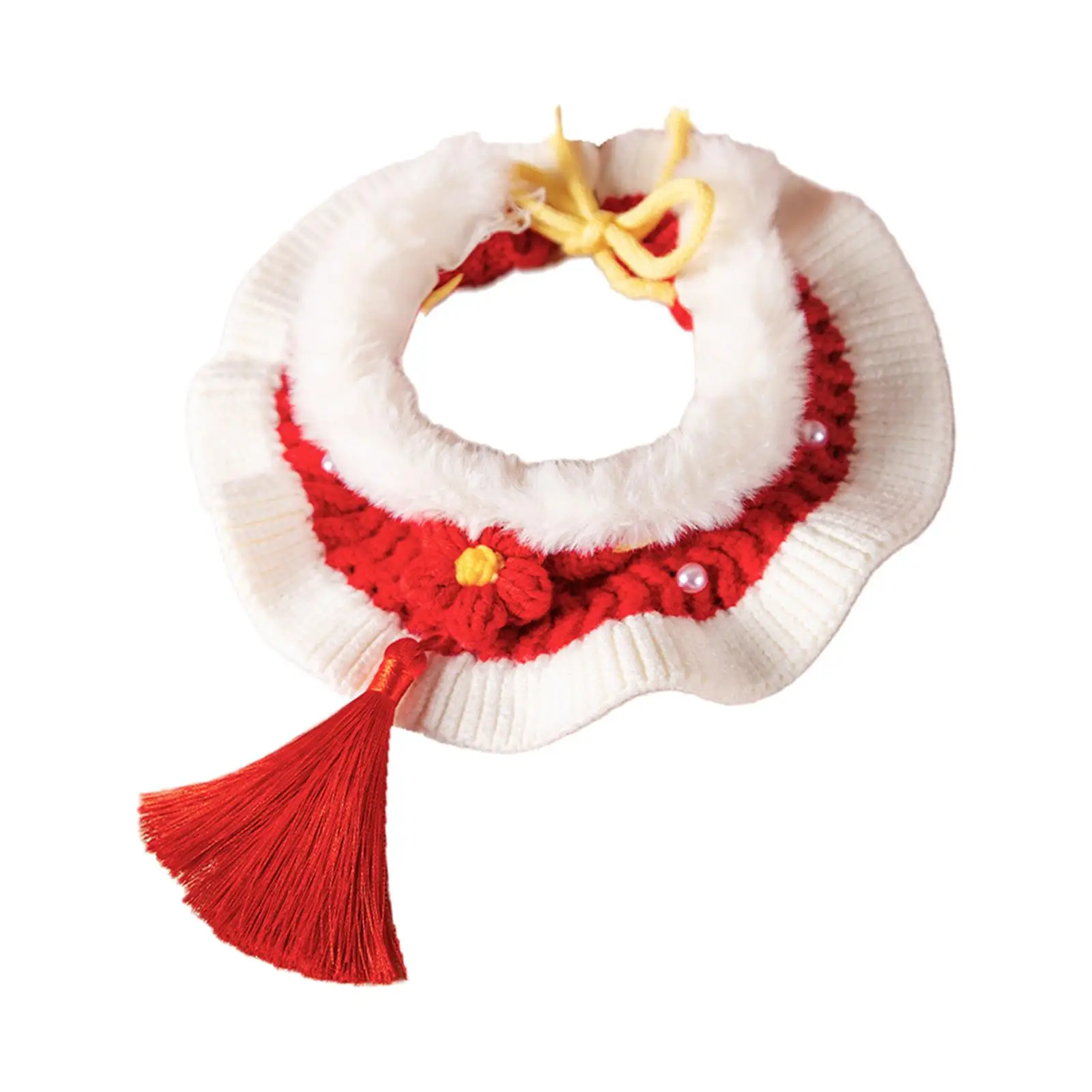 Knitting Cat Collar Chinese New Year Gift Decorative Outfit Handmade Knit Pet Scarf for Puppy Kitten Kitty Small Dog Pet Supply