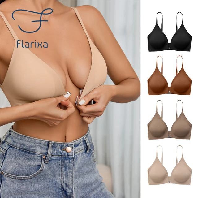 Cheap Summer Seamless Front Buckle Bra With Latex Cup For Women