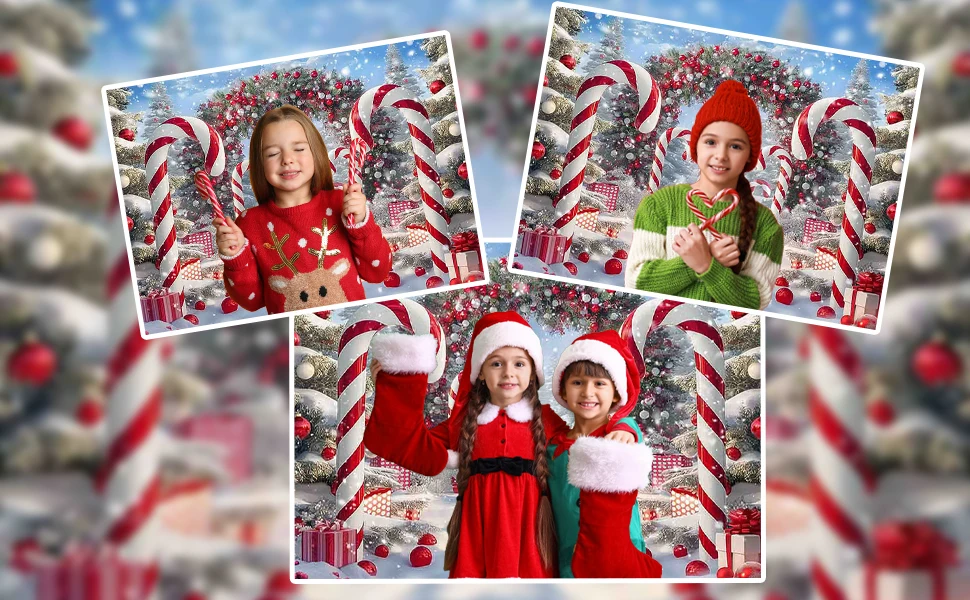 Frohe Weihnachten, Zuckerrohr-Fotografie-Hintergrund, Winterschneeszene, Weihnachtsbaum-Hintergrunddekoration, Festival – Detail 4