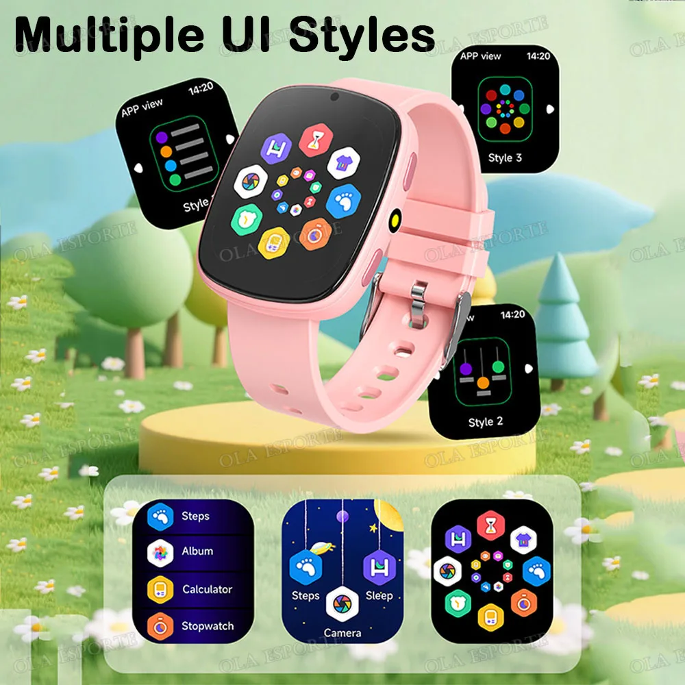 Smartwatch per bambini con schermo HD da 1,56'', fotocamera, 22 giochi interessanti, monitoraggio del sonno, sveglia, calcolatrice, orologio per bambini, idea regalo. - immagine 6