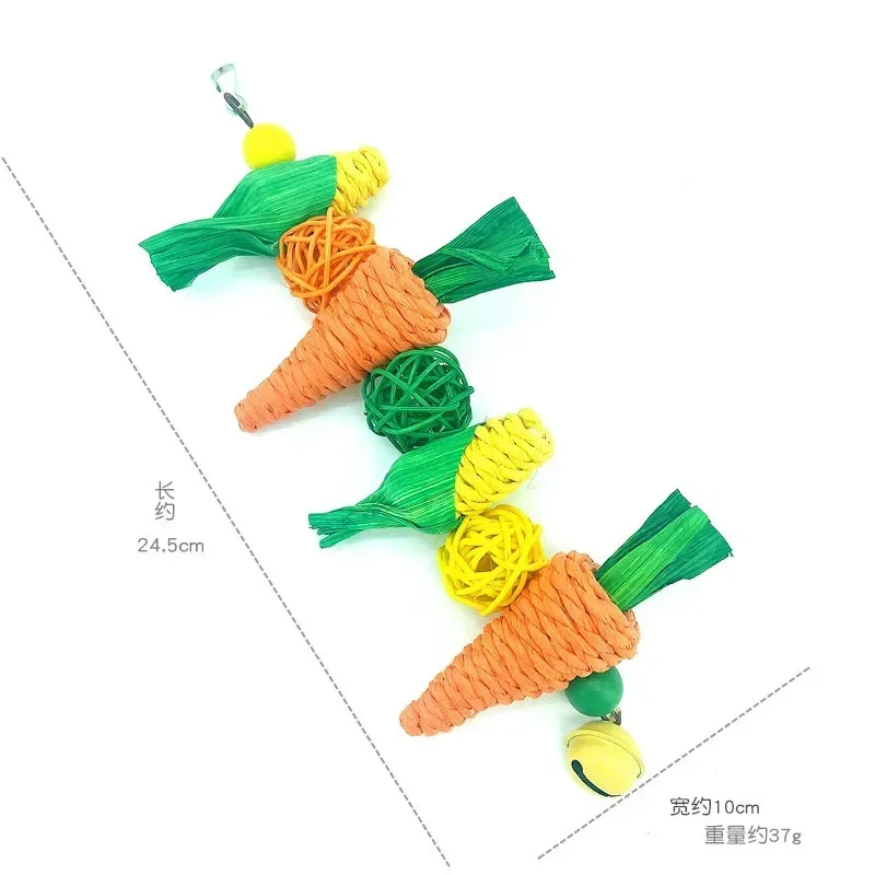Small Pet Toy Parrot Hamster Rabbit Bird Chewing Molar String Wooden Rattan Hanging