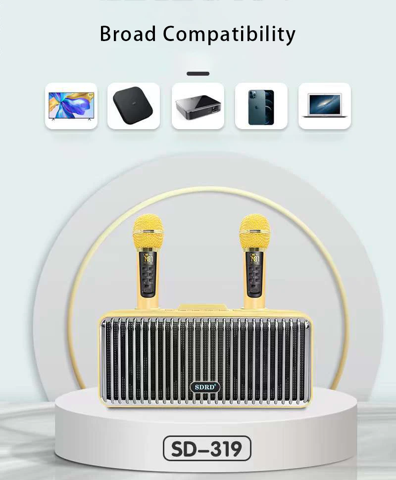 wireless headphones with mic SDRD319 Karaoke Machine Home karaoke Kit Portable Singing Equipment Set with 2 Wireless Karaoke Microphones Speaker HiFi Sound usb microphone