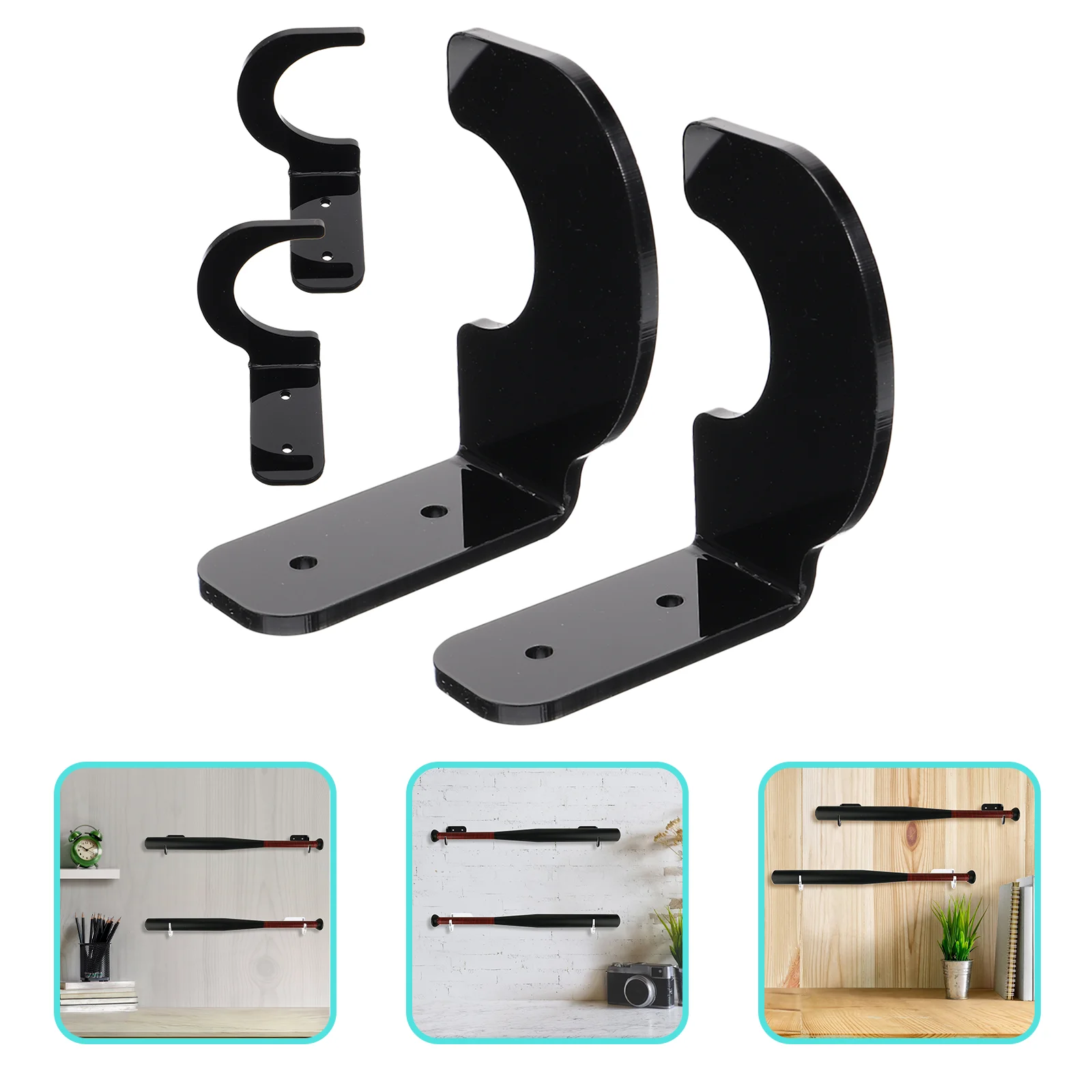 4 Pcs Wall Mount Baseball Bat Stand Softball Rack Tennis Bat Holder Acrylic Display Shelf Hockey Stick Storage Team Sports