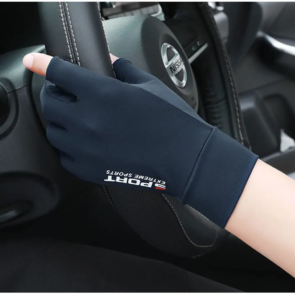 Cycling Gloves Summer Men Ice Silk Sun Protection Driving Fishing Breathable Anti Slip Half Finger Gloves Cycling Hiking cycling gloves