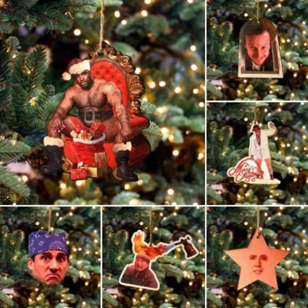 

Merry Christmas Funny Barry Santa Gift Wood Meme A festive Mr. Wood Meme Hanging Ornament