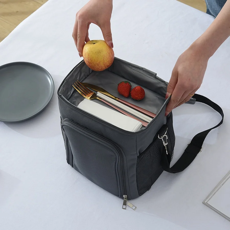 Lunch Bag Men Lunch Bag Reusable Lunch Box With Adjustable Shoulder Strap Outdoor Oxford Cloth Large Capacity Insulation Bag