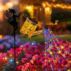 Solar Watering Can Light - Outdoor Waterproof Metal Hanging Lantern (A - Colorful Light)