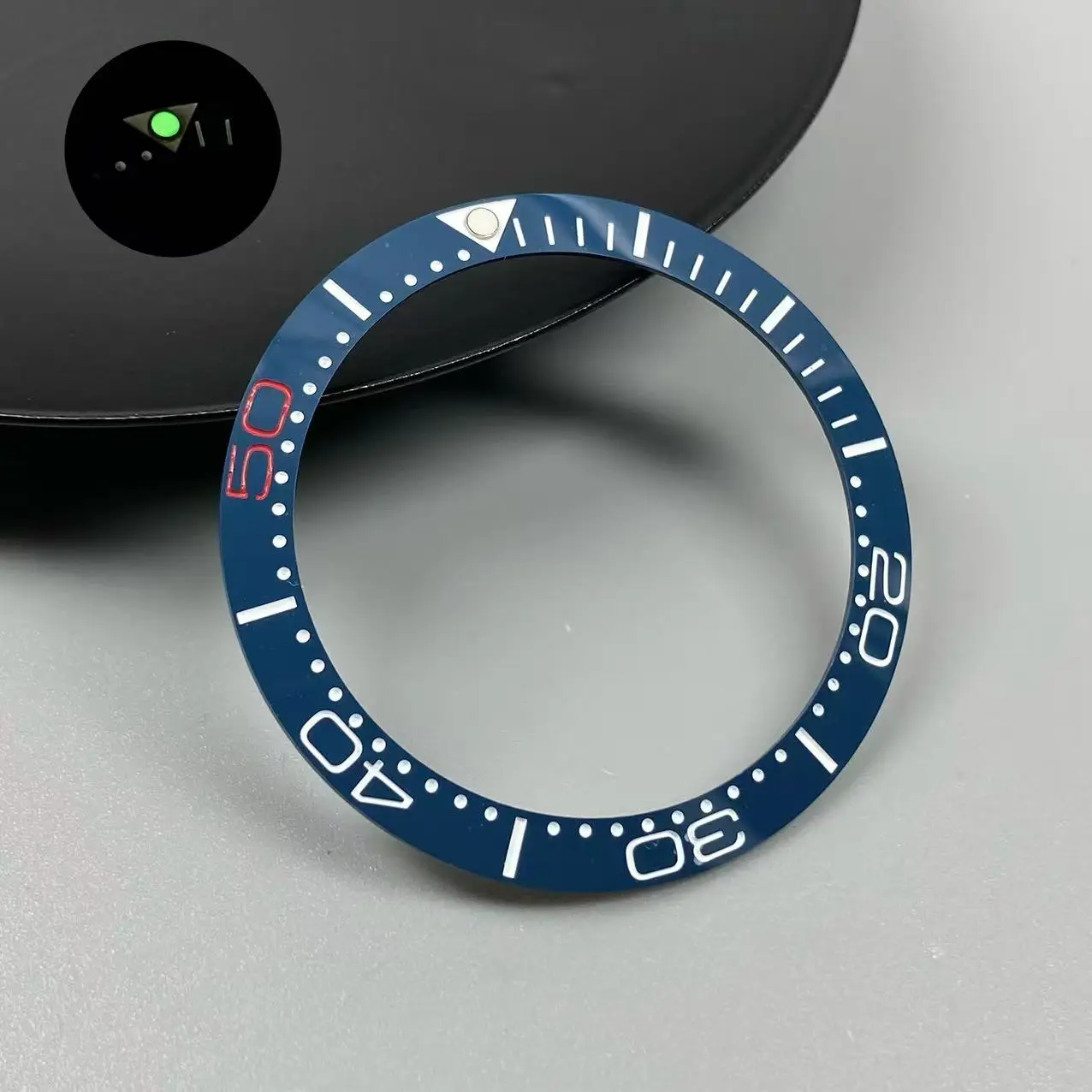 Blue/Green Luminous 38mm Tilted Ceramic Bezel Insert Ring