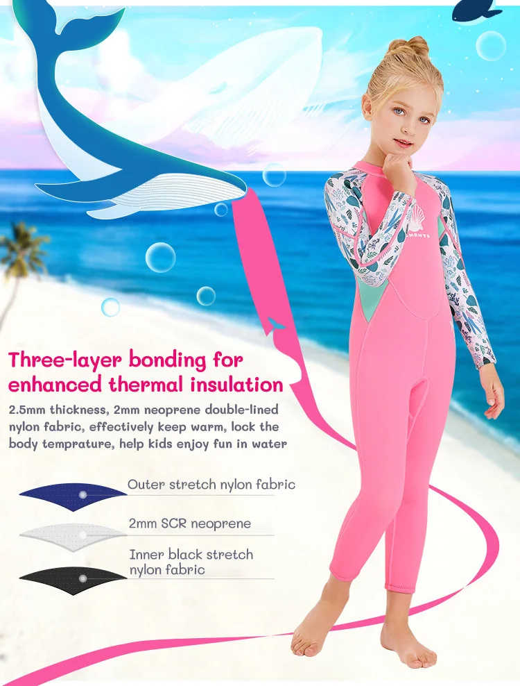 Description Picture 6 of itemGirls Wetsuit Diving Suit 2.5MM Neoprene Swimsuit Long Sleeve Surfing Jellyfish Clothing Swimwear for Cold Water