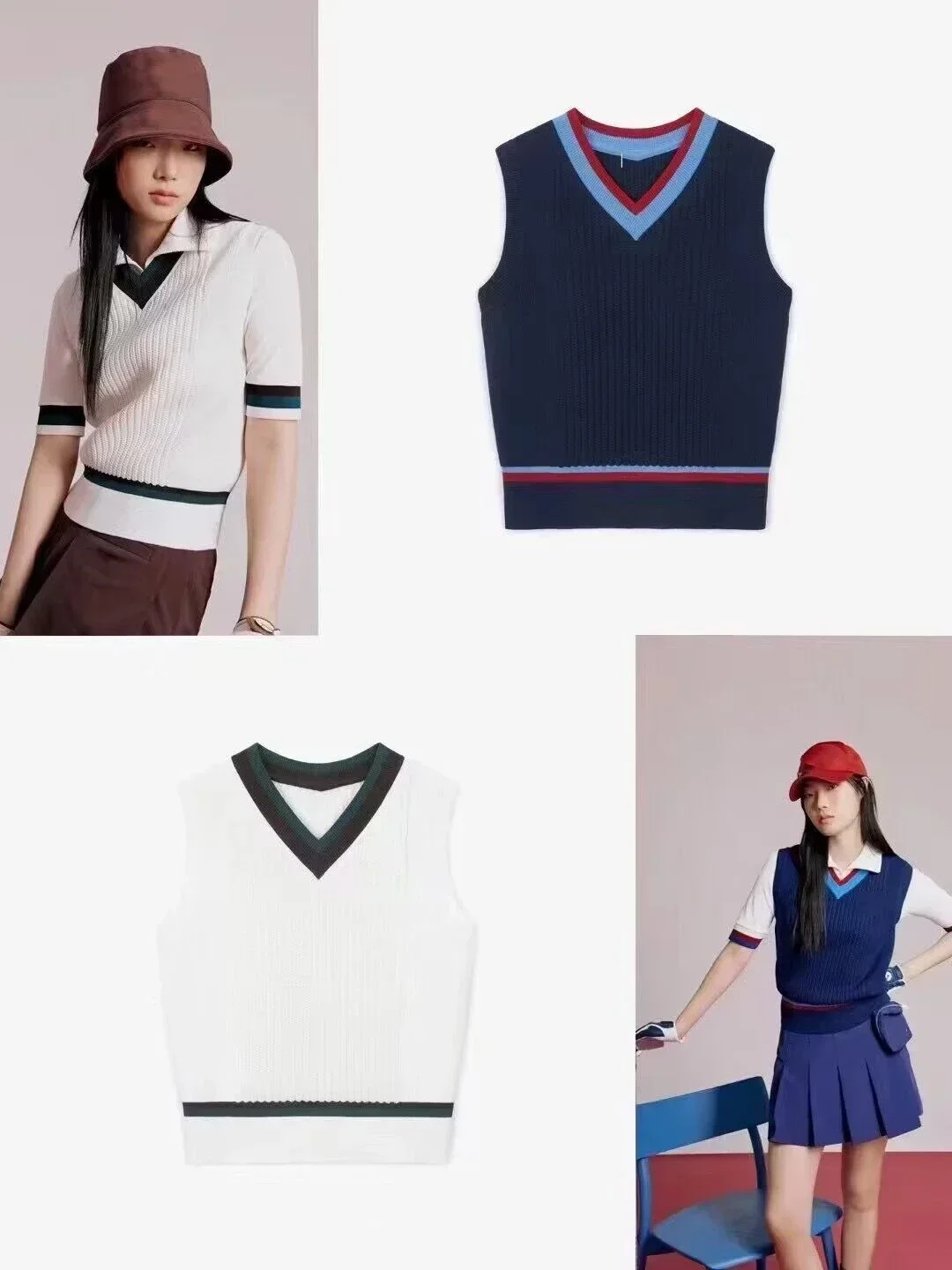 

Golf Clothing New Women's Micro Thick Knitted Vest Academy Style Age Reducing