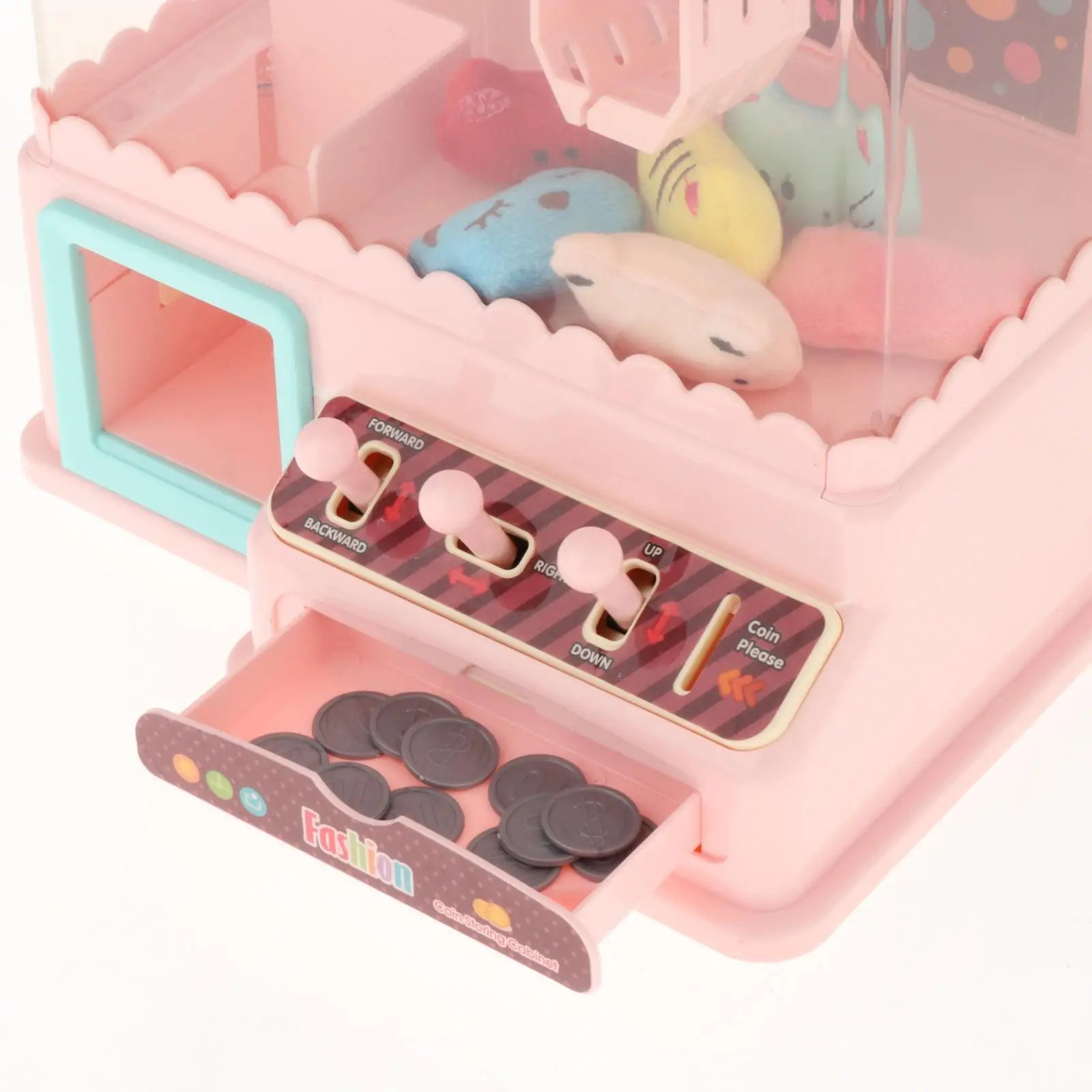 Rechargeable Claw Machine with 6 Dolls Play House Dollhouse Gifts Girl Grab Doll 6