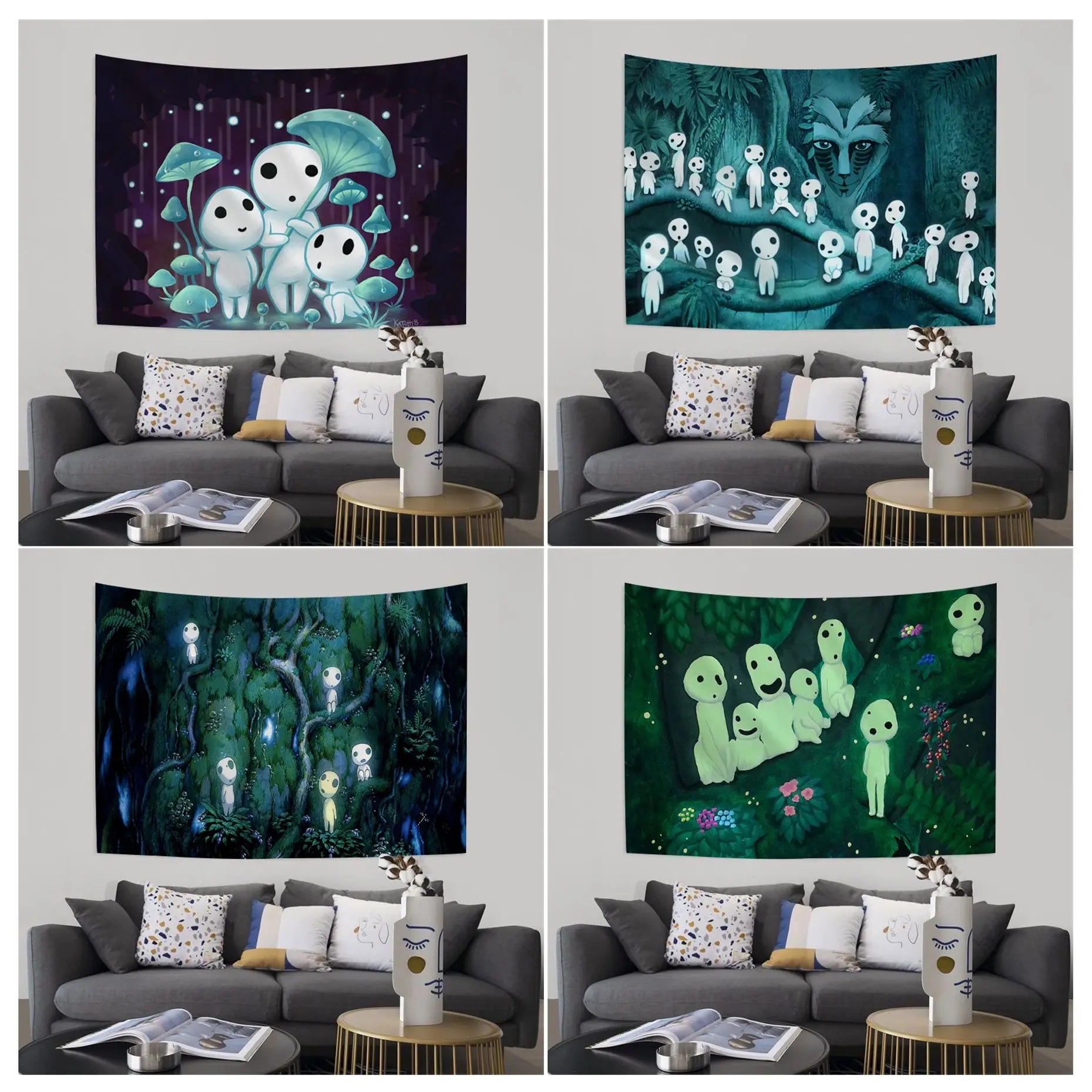 

Kodama Princess Mononoke Wall Tapestry Wall Hanging Decoration Household INS Home Decor