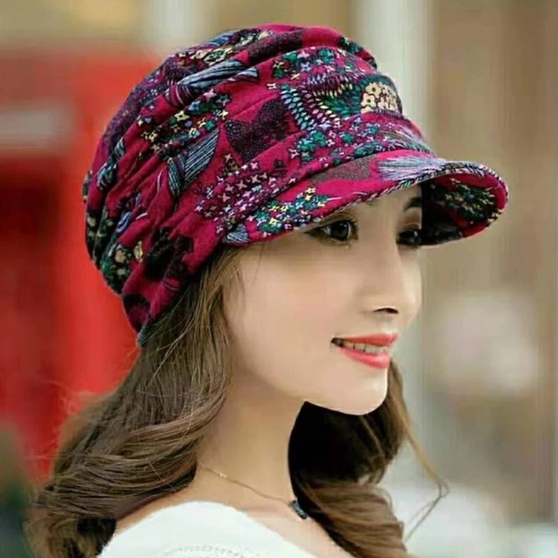 Floral Hat Women's Korean Version Versatile Soft Hat Brim Duckbill