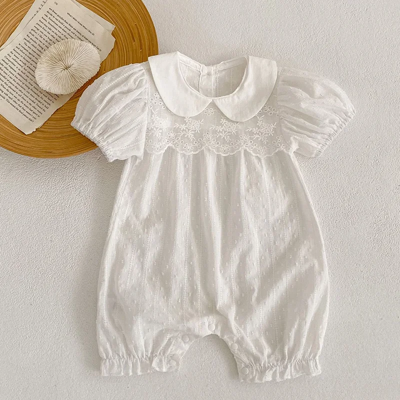 

Summer 0-24M Baby Girl Clothing Toddler Baby Girls Jumpsuit Short Sleeved Cotton Solid Color Newborn Baby Girl Romper