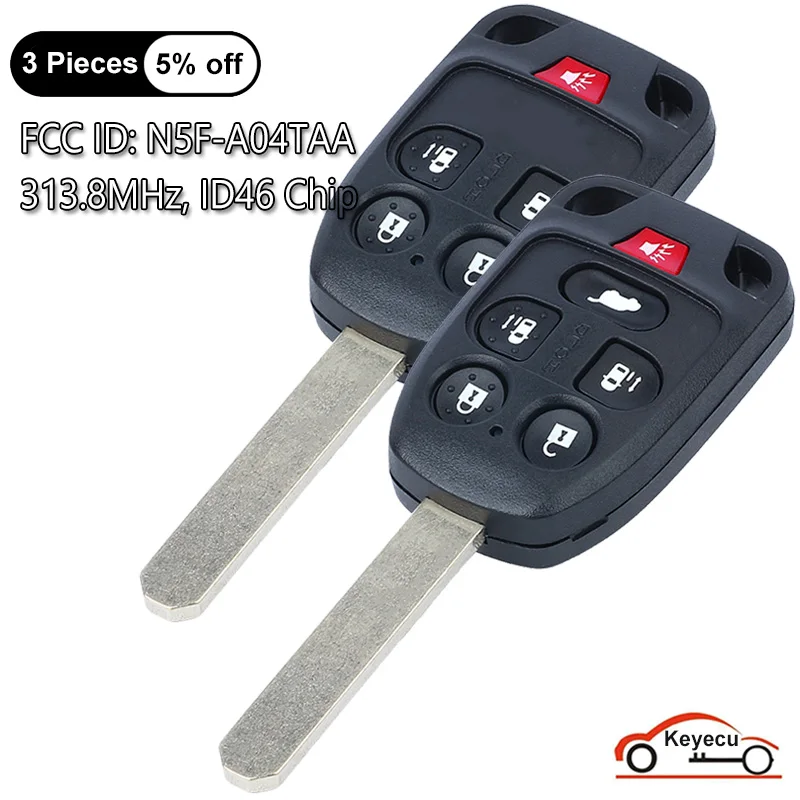 

KEYECU 5 6 Buttons 313.8MHz ID46 Chip for Honda Odyssey 2011 2012 2013 2014 Auto Remote Control Key Fob FCC ID: N5F-A04TAA