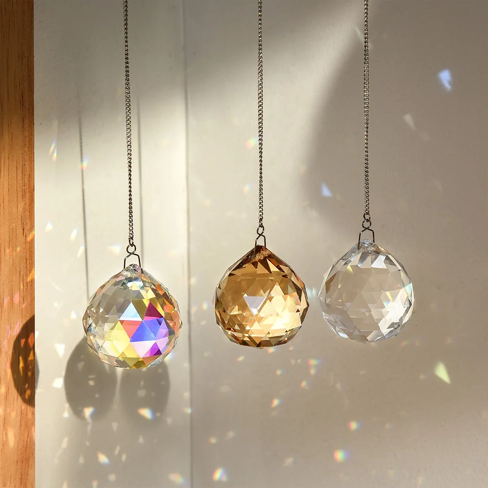 30mm Clear K9 Crystal Ball - Faceted Sphere For Chandeliers, Sun Catchers, Prisms