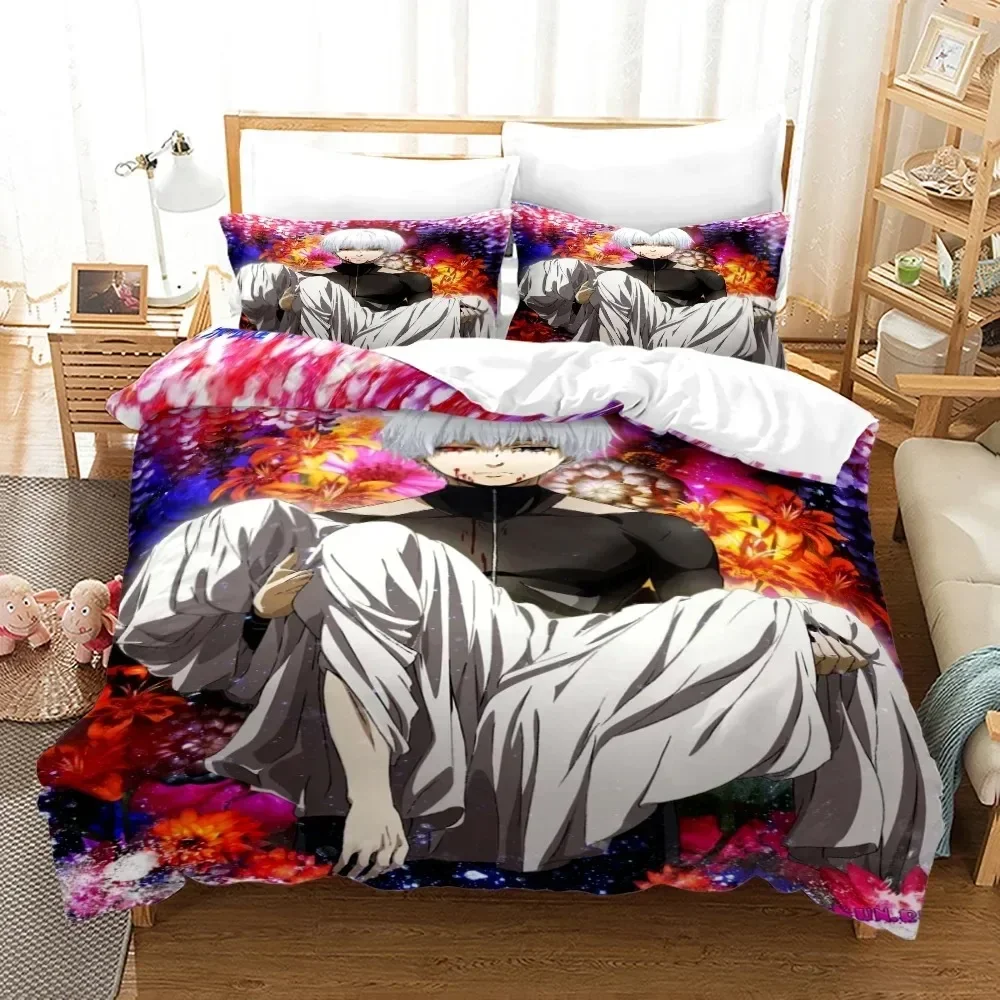 3D Printed Anime Tokyo Ghoul Bedding Set Duvet Cover Kaneki Ken Double Twin Full Queen King Adult Kids Bedclothes Quilt a Cover