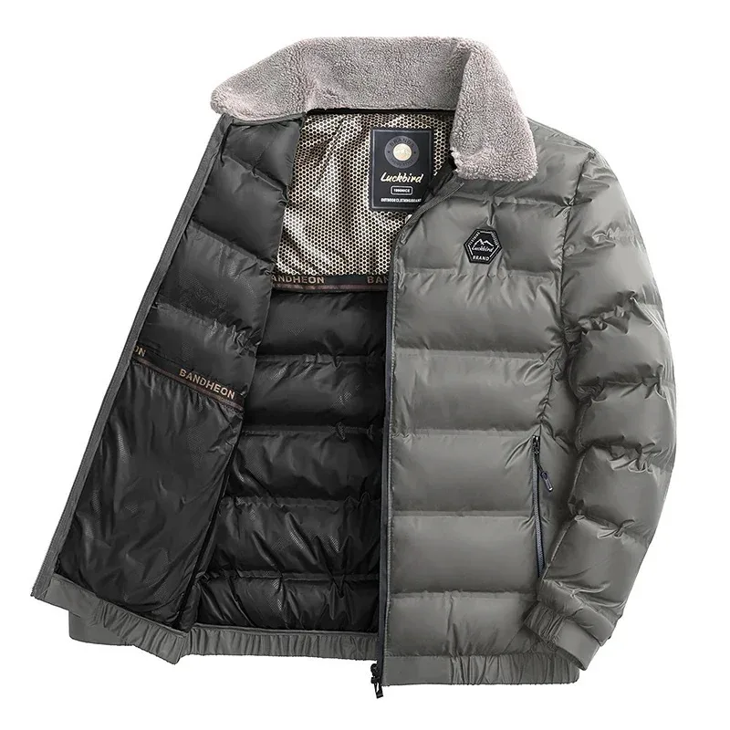 Winter Jacket Men Fleece Collar Graphene Self-heating Thicken Warm Casual Parkas Man Quality Cold Protection Coat Male Overcoat
