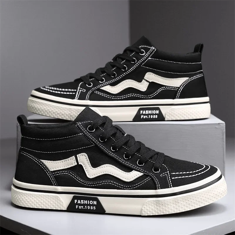 Canvas Shoes Men Sneakers Fashion Trend Style Couple Skateboard Casual Round Toe Lace Up Vulcanized Bottom
