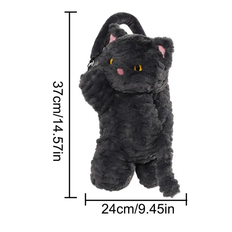 Plush Tissue Dispenser Plush Hangable Animal Car Tissue Holder 2 In 1 Car Tissue Box And Trash Can Decorative Organizer Black 6