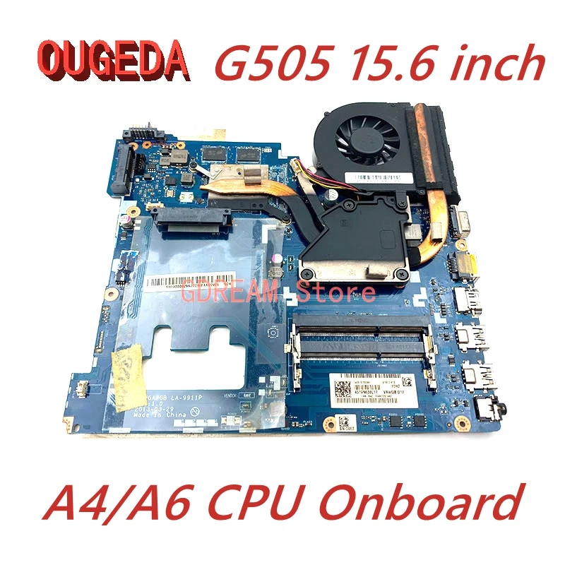 

OUGEDA VAWGA GB LA-9911P For Lenovo IdeaPad G505 Motherboard A4-5000 CPU R5 M230/HD8570M GPU With Heatsink Fit for LA-9912P