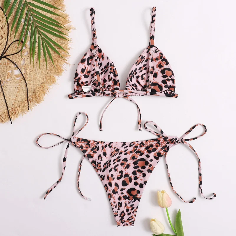 off the shoulder bikini Leopard Print Two Piece Swimsuit Bikinis 2022 Women Sexy Lace Up Holiday Beach Bathing Suits Female Fashion Brazilian Bikini Set off the shoulder bikini