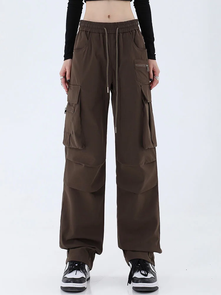 

BF Style Streetwear Women Y2k Cargo Pants High Waist Big Pockets Vintage Hippie Trousers Baggy Pants Chic Straight Sweatpants