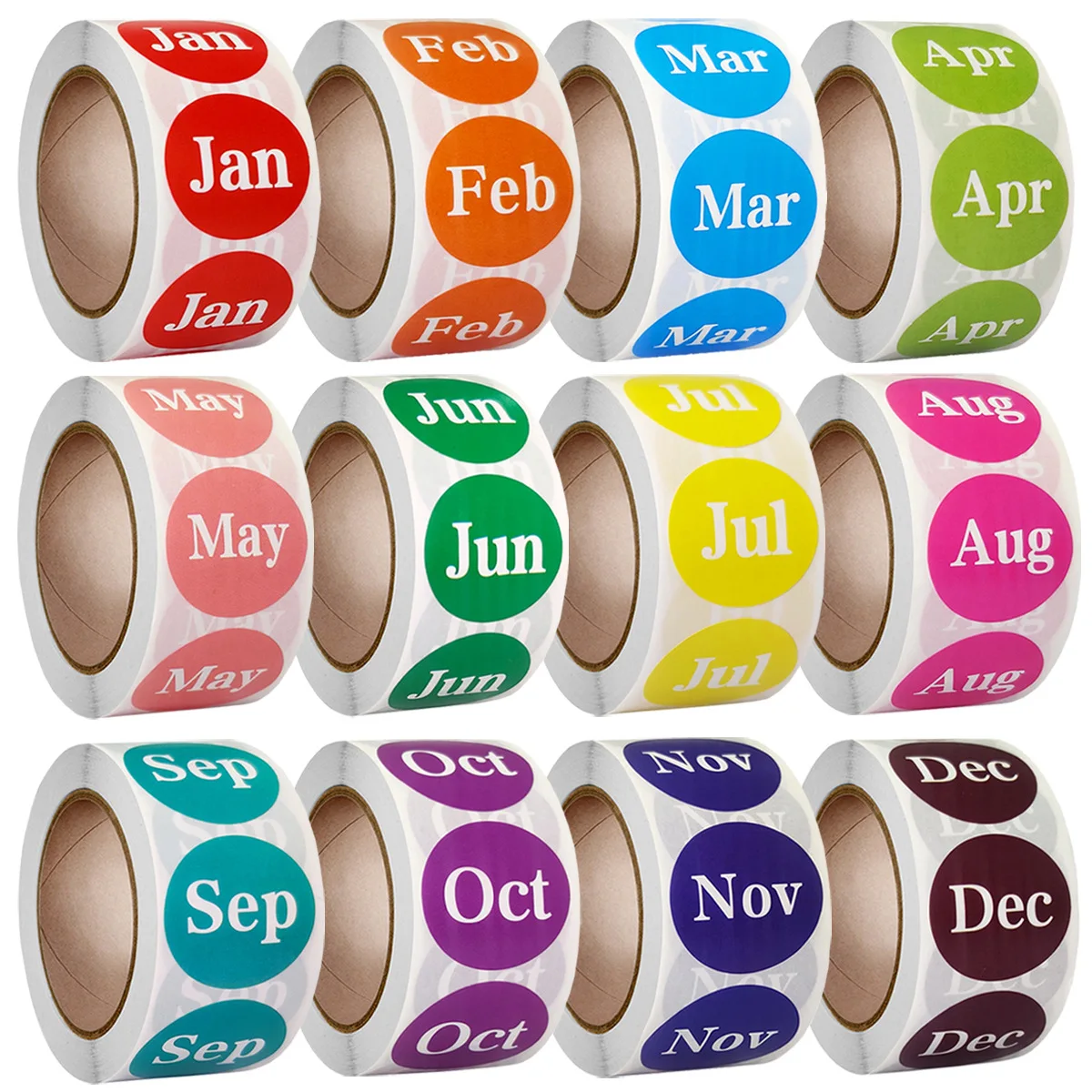 

500pcs/Roll Round Month Sticker Labels DIY Creative Office Sticky Notes Planner Notebook Index Stationery Stickers