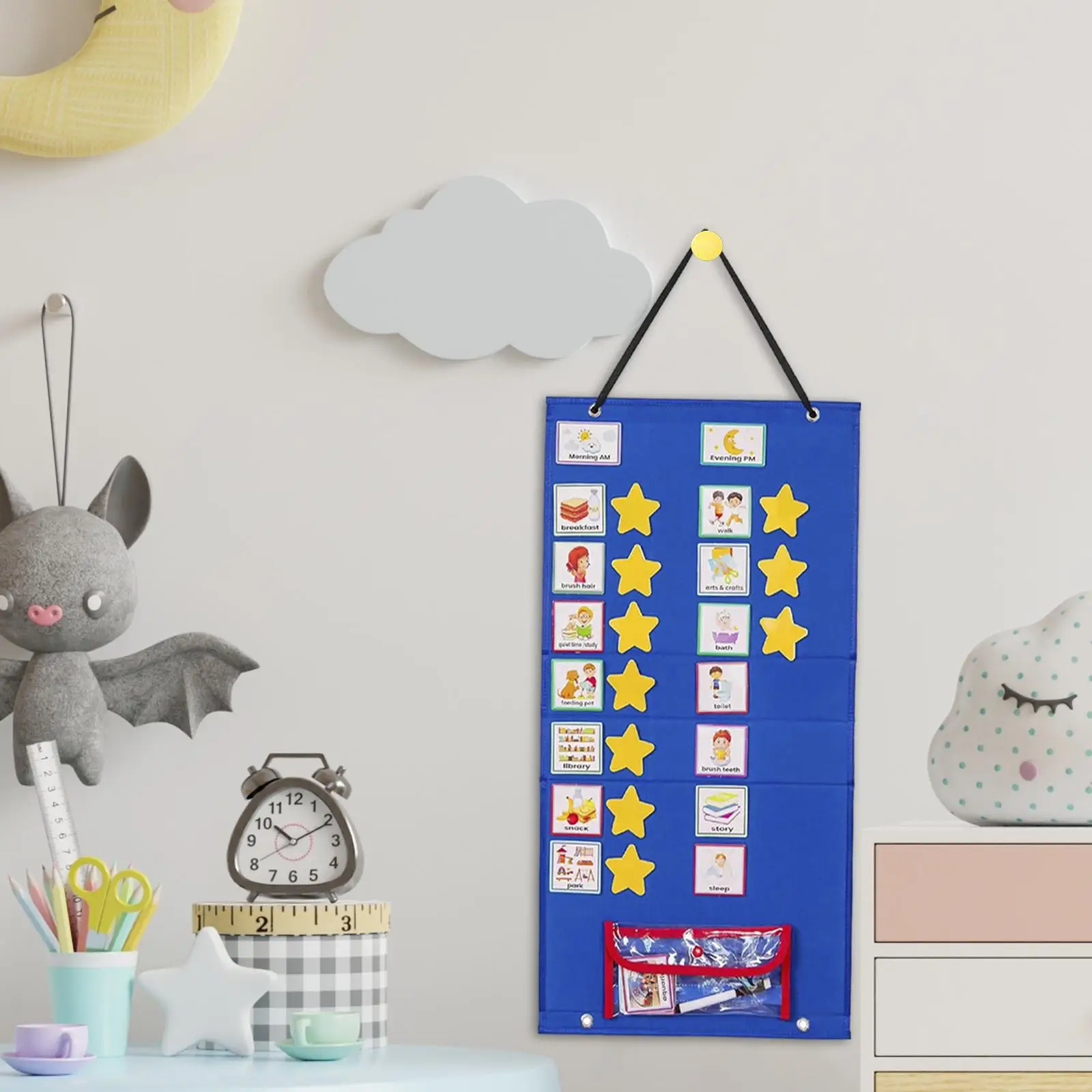 Kids Visual Schedule with 72 Activity & 10 Blank Cards for Home Homeschool