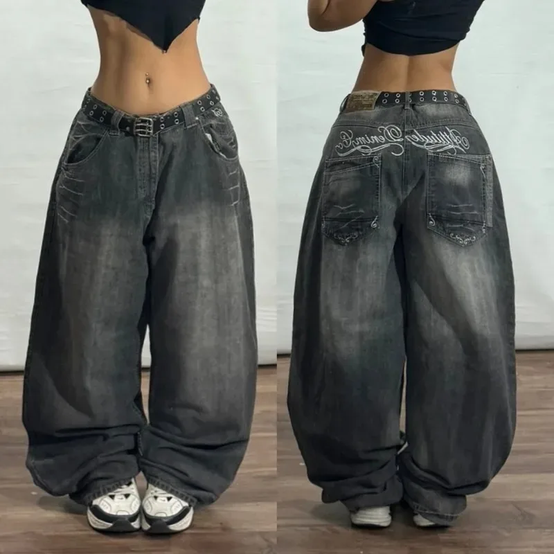 Streetwear New Fashion Oversized Printed Embroidered Baggy Jeans Women Y2K Gothic Harajuku Vintage Pop High Waist Wide Leg Pants 3