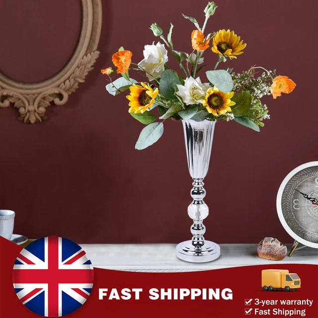 44.5cm Large Metal Vase Urn Wedding Table Centrepiece Sliver Large Iron Stunning Luxury Flower Vase Urn Wedding Table Home Decor
