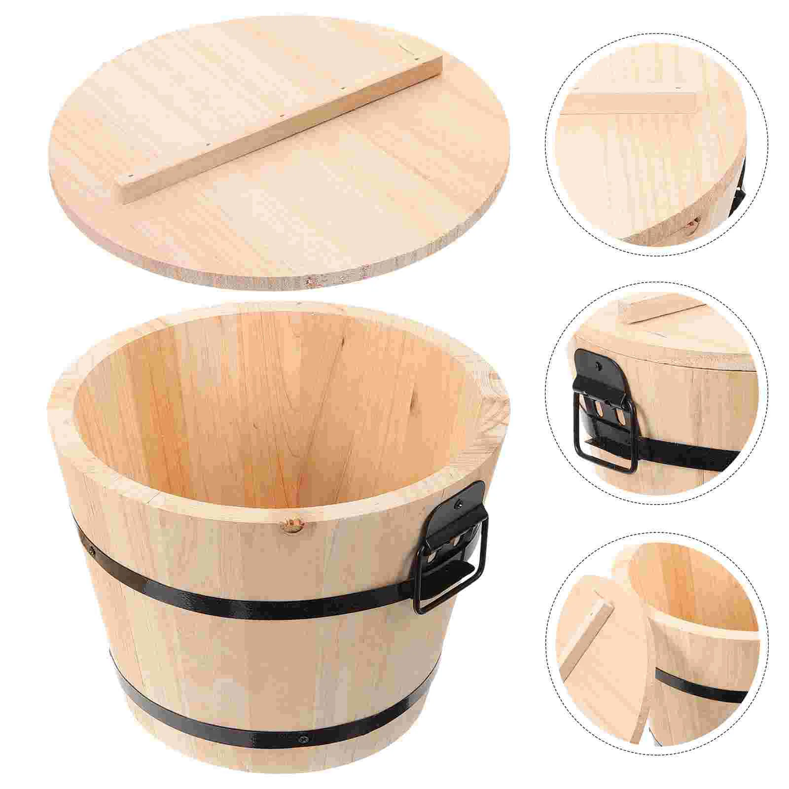 

Wooden Barrel Rice Steamer Cooker Wood Steaming Bucket Sushi Rice Barrel