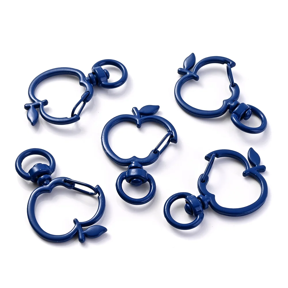 Set of 5 Apple-Shaped Snap Buckles with Lobster Clasps