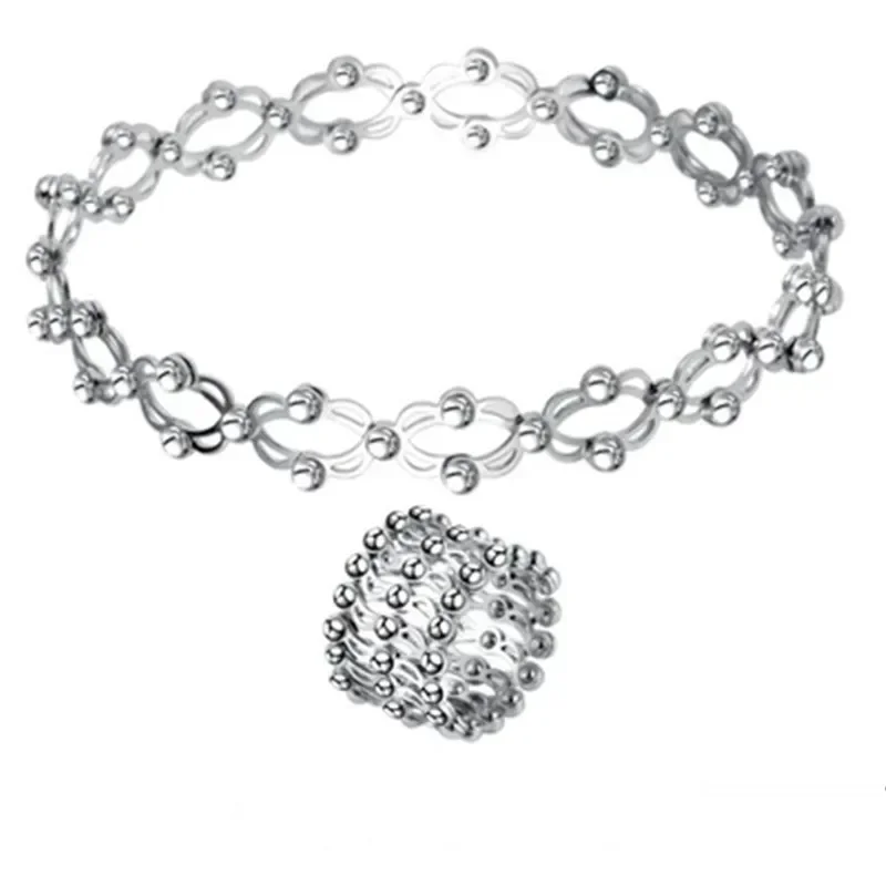 100% S925 Silver Stretchable Ring Bracelet For Women 2-In-1 Design Adjustable And Deformable Fashionable Sewelry