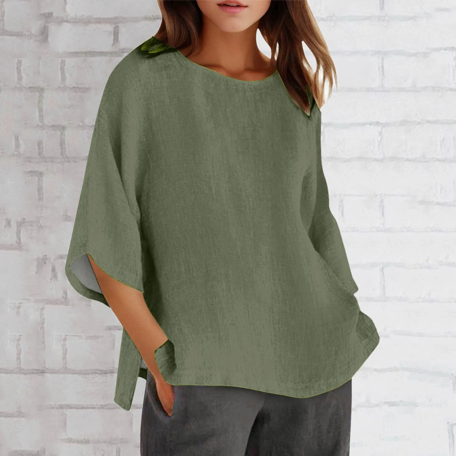 

Solid Color Shirts Cotton Line Womens Blouses Vanatge Office Ladies Long Sleeve Tops Female Korean Boho Green Tops Blusas