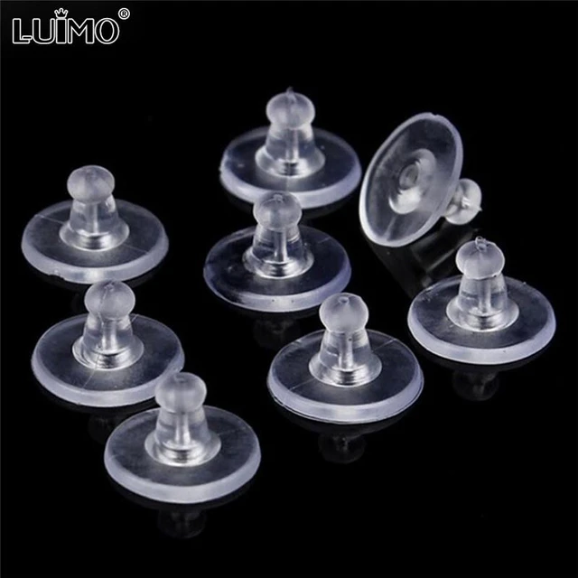 ZHUKOU 200pcs/lot Clear Soft Silicone Rubber Earring Backs Safety Rubber  Stopper Jewelry Accessories DIY Ear Plugging model:VE86