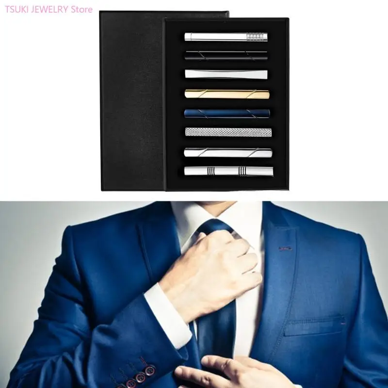 62KE 8PCS Sophisticated Men Tie Fasteners Multifuntional Use Alloy Tie Holder – Detail 10