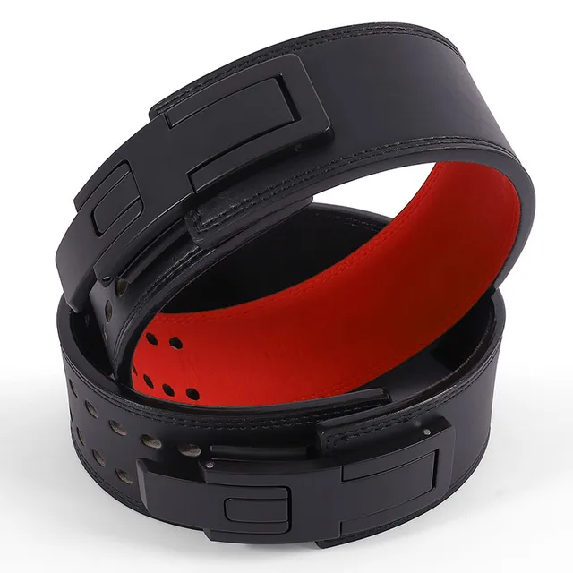 Cowhide Weightlifting Belt Leather Waist Support Lever Buckle Powerlifting Strong Pull Squat Deadlift Gym Training Fitness 4