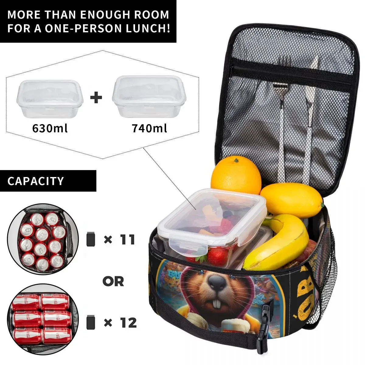 Cheers! Bobr Kurwa Drinking Beer Insulated Lunch Bag Bober Beaver Food Bag Leakproof Thermal Cooler Lunch Box For School Office
