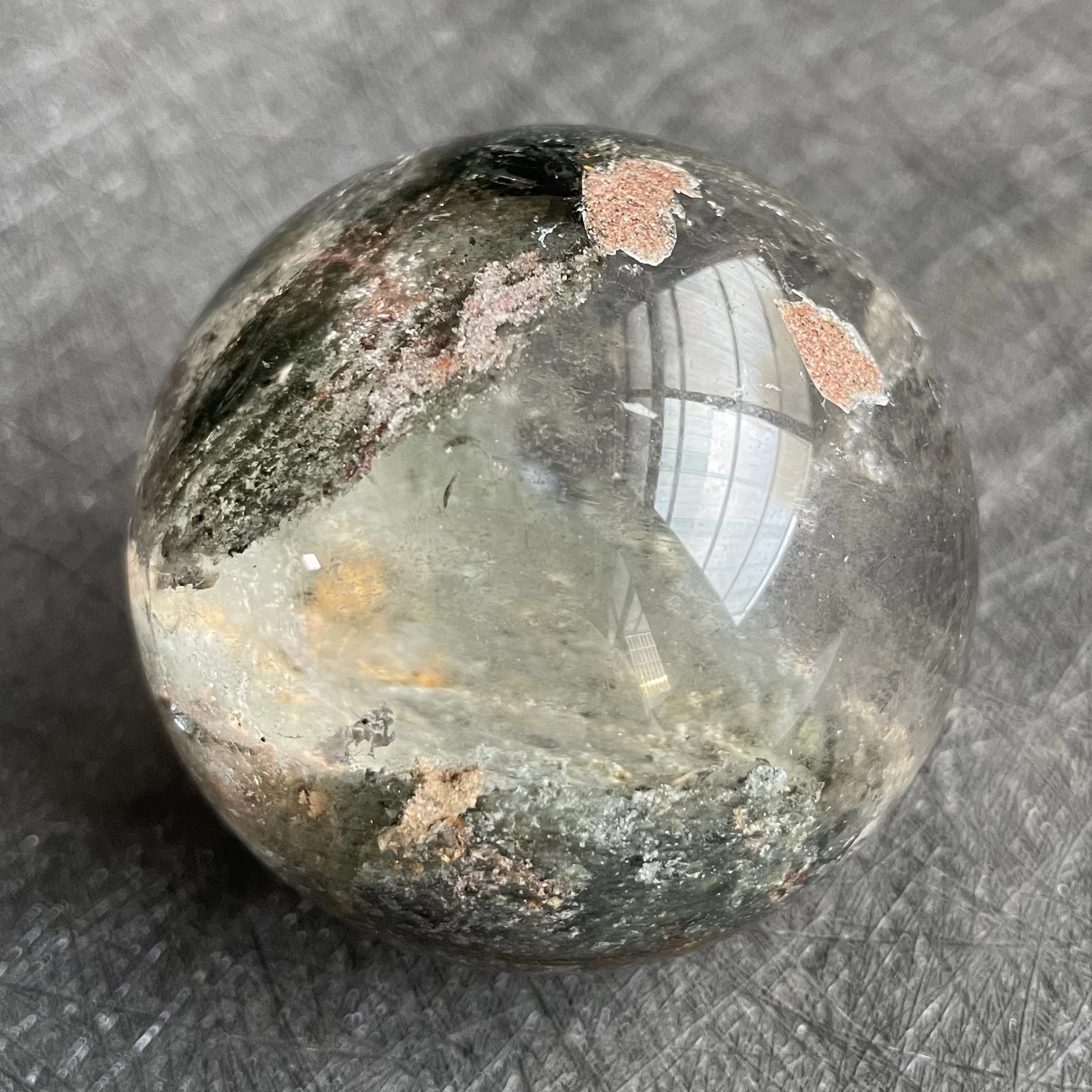 

170g Natural Crystal Ball Green Phantom Sphere Rock Decoration Rough Polished Quartz Stone Healing W14