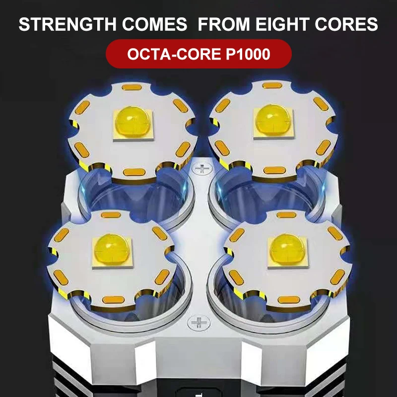 LED Flashlights High Power Camping Torch 4 Lamp Beads COB Side Light Rechargeable Portable Hand Lantern 4 Lighting Mode