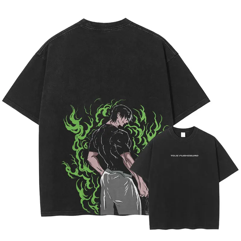 Vintage Washed Jujutsu Kaisen Oversized Anime T-Shirt