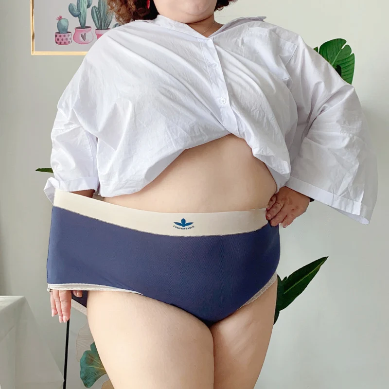 

High Waist Large Plus Size Underwear Women's Antibacterial Bottom Crotch Comfortable Lace Seamless Solid Color Briefs Lingerie