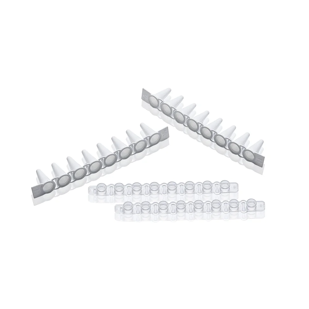 0.1ml PCR Tubes 8-Centrifuge Tube Strips With Cover Porcelain White Micro Plastic Tube